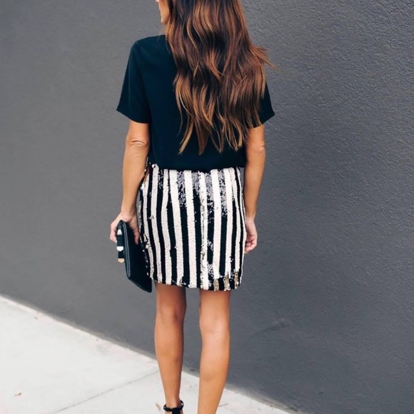 DO+BE Striped Sequin Skirt M - Picture 4 of 10